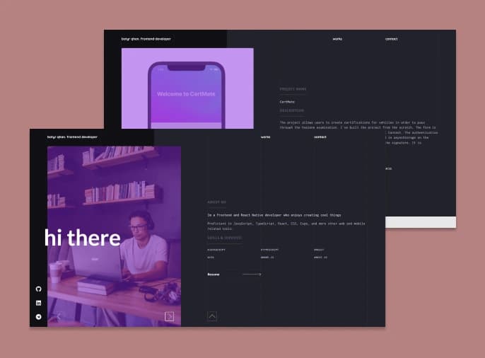 screenshot of design portfolio website